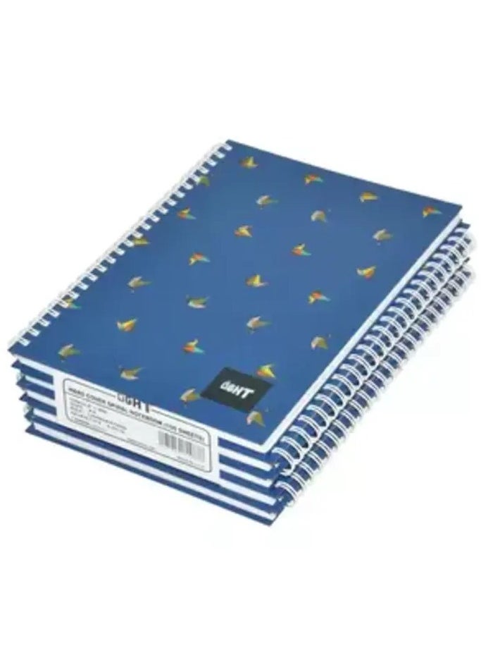 Light 5-Piece Light Spiral Hard Cover Notebook, Single Ruled, (100 Sheets), A5 Size - LINBSA51609 