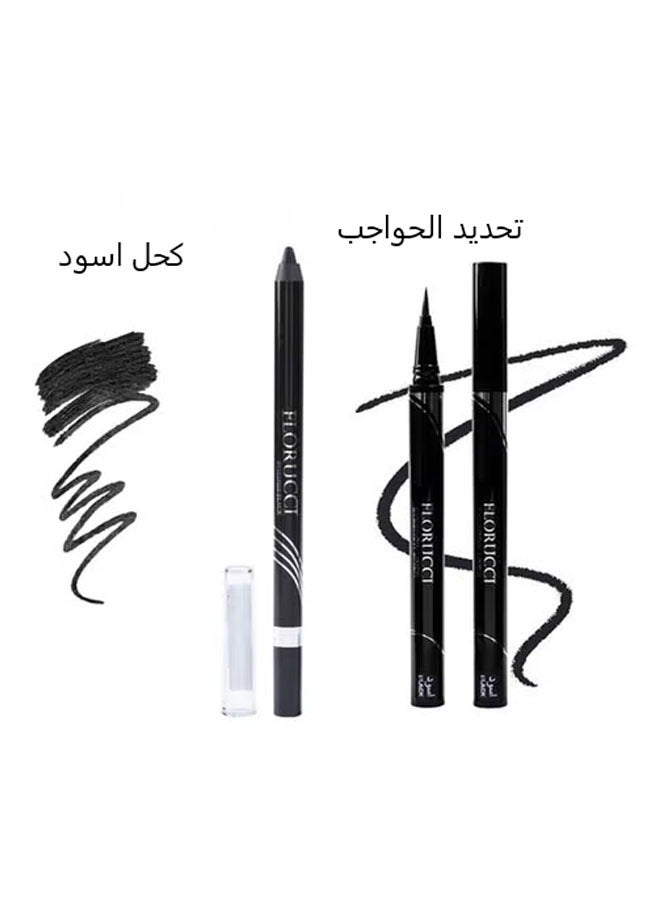 فلوروتشي قلم تحديد الحواجب اسود مع كحل اسود - Image 1