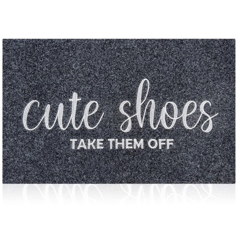 AOAOPQ AOAOPQ Front Door Indoor Outdoor Entrance Doormat Grey Rubber Welcome Door Mat Cute Shoes Take Them Off Doormat Anti Slip Easy to Clean Corridor Patio Entry Mat