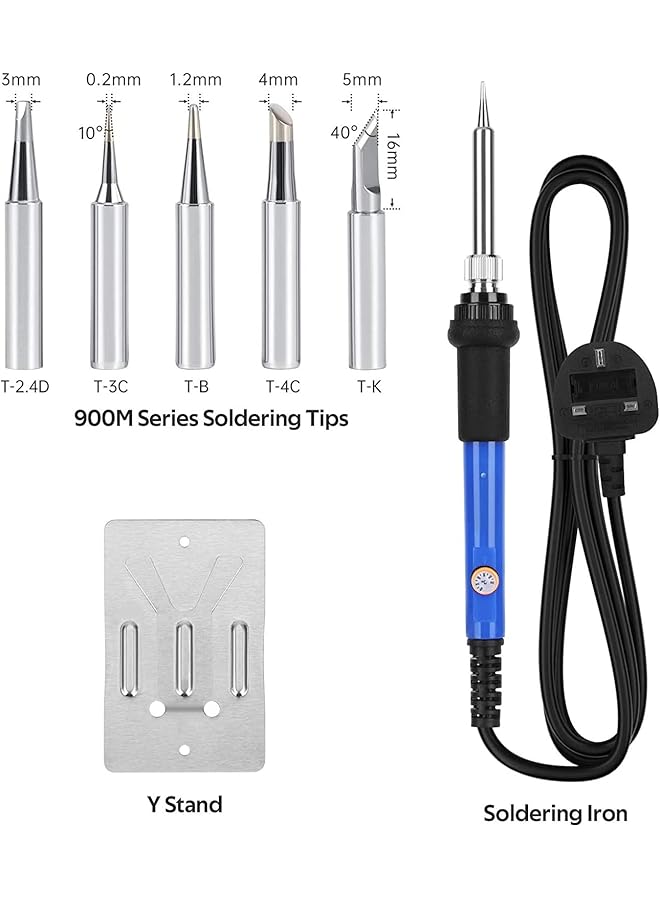 erorex Soldering Iron Kit With Temperature Adjustable Electric Soldering Iron Pen 60W 220V Electronics Soldering Tool Soldering Iron Stand 5Pcs Soldering Tips Soldering Iron Stand Uk Plug - Image 2