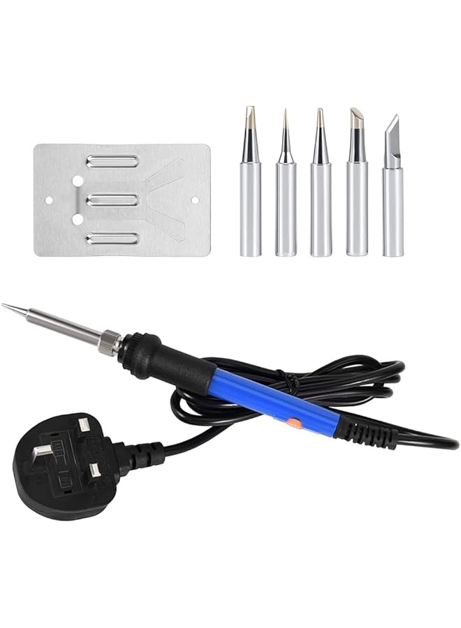 erorex Soldering Iron Kit With Temperature Adjustable Electric Soldering Iron Pen 60W 220V Electronics Soldering Tool Soldering Iron Stand 5Pcs Soldering Tips Soldering Iron Stand Uk Plug - Image 1