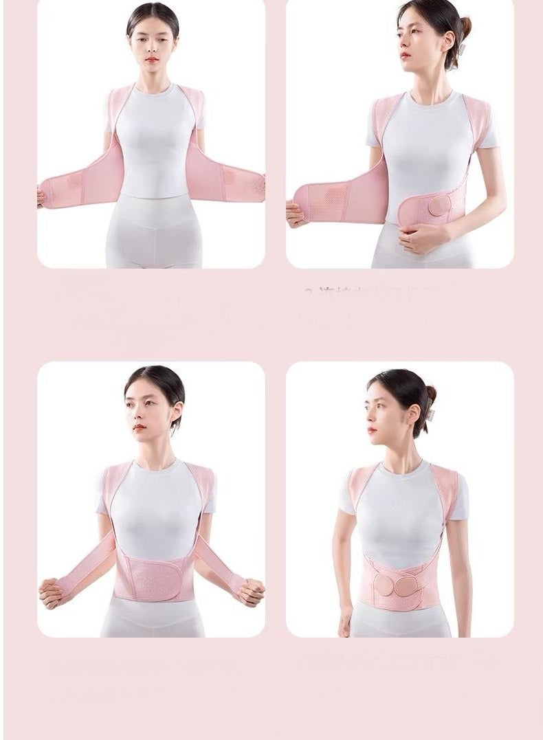 حزام تصحيح وضعية الظهر للجنسين مضاد للتحدب وحزام تصحيح انحراف العمود الفقري قابل للتعديل (وردي مقاس L) - Image 2