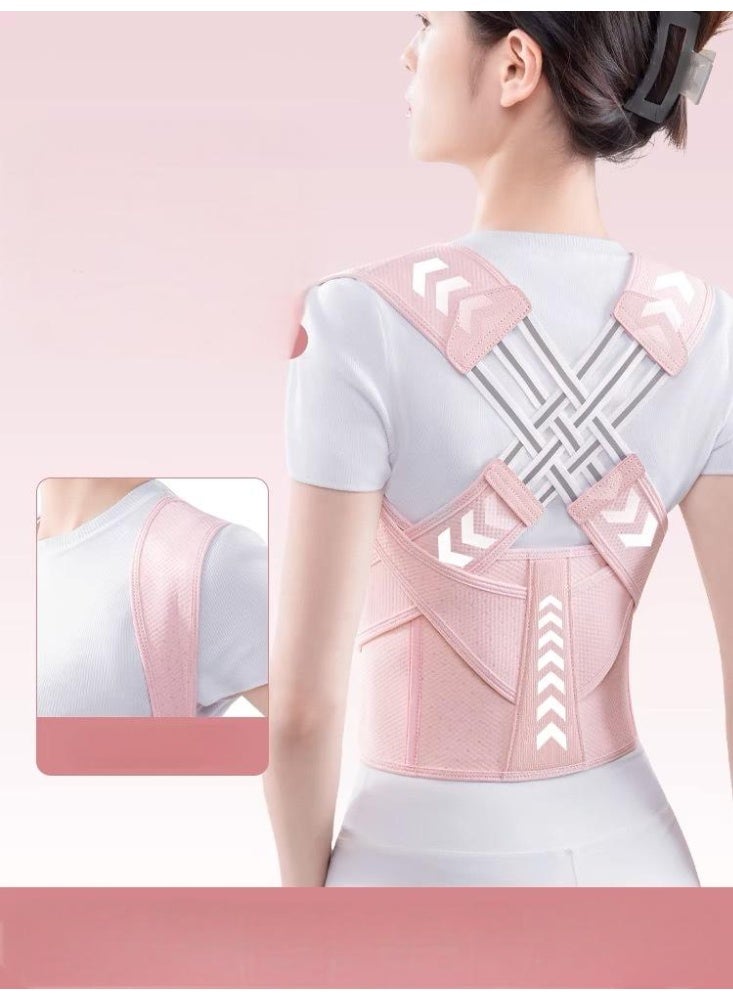 حزام تصحيح وضعية الظهر للجنسين مضاد للتحدب وحزام تصحيح انحراف العمود الفقري قابل للتعديل (وردي مقاس L) - Image 4