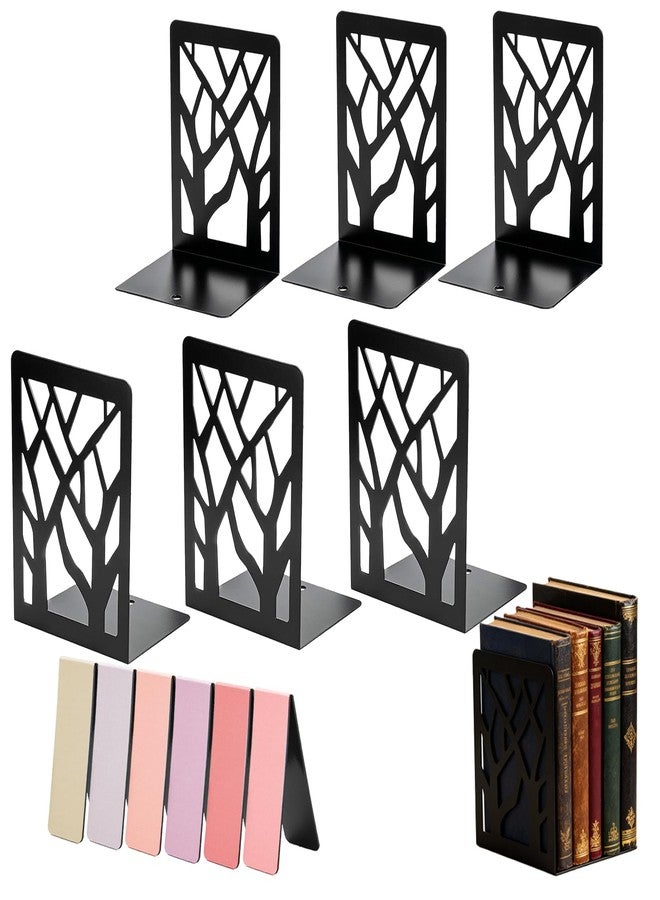 Dolcety 6 Pcs Metal Book Ends for Shelves, Modern Black Small Bookends Organizer, Minimalist Book Stopper & Invisible Metal Book Ends for Home Office Décor - Image 1
