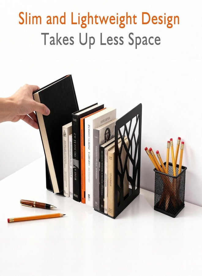 Dolcety 6 Pcs Metal Book Ends for Shelves, Modern Black Small Bookends Organizer, Minimalist Book Stopper & Invisible Metal Book Ends for Home Office Décor - Image 5