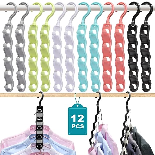 JIAYIISHU Closet Organizers and Storage,Upgraded Organization and Storage Clothes Hanger,12 Pack College Dorm Room Essentials,Sturdy Closet Organizer Home Essentials Space Saving Hangers for Thick Clothe - Image 1