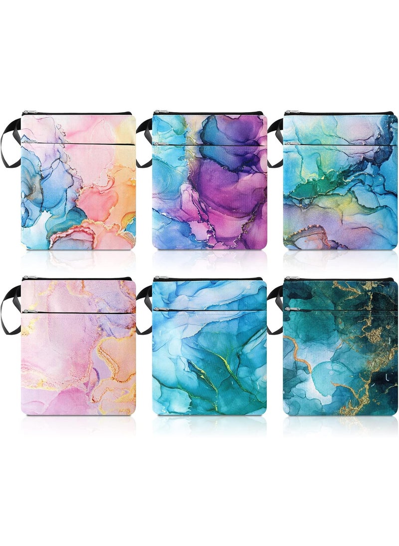Epakh 6 Pcs Book Sleeve with Zipper Book Covers for Paperbacks Protector Hardcover Marble Printed Pouch Bags for Lovers Teacher Student Gifts Medium 11 x 87 Inch Quicksand with Glitter  - Image 1