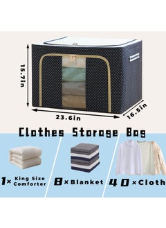 Coozico Clothes Organiser for Wardrobe 100 Liter Large Storage Box for Clothes Foldable Steel Frame Wardrobe Organizer Cloth Box with Zipper with Clear Window and Handle organizer 100Liter1  - Image 3