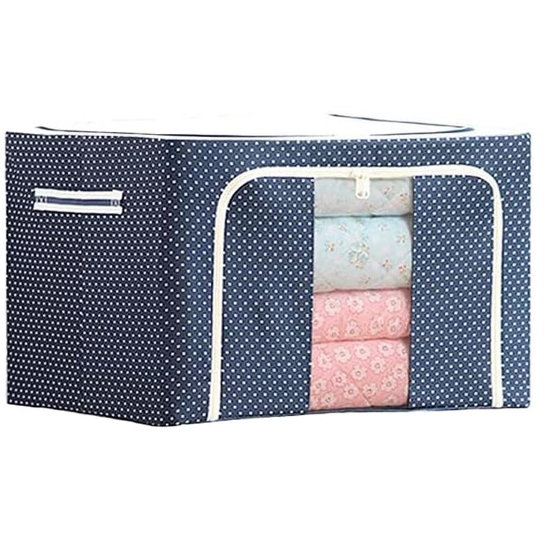 Coozico Clothes Organiser for Wardrobe 100 Liter Large Storage Box for Clothes Foldable Steel Frame Wardrobe Organizer Cloth Box with Zipper with Clear Window and Handle organizer 100Liter1 - Image 1