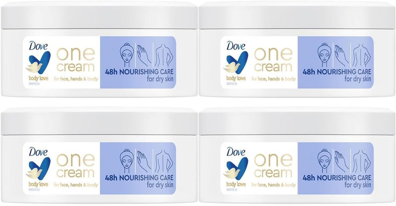 Dove Body Love Nourishing Care One Cream 48Hours Long Lasting Moisture for Face Hands and Body Ceramide Restoring Serum Suitable for Dry Skin 250ml 4 Pack
