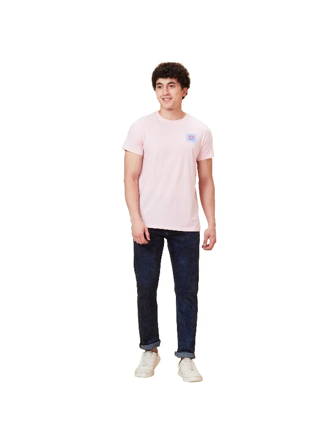 Being Human Mens Powder Pink Round Neck Short Sleeve T-Shirt