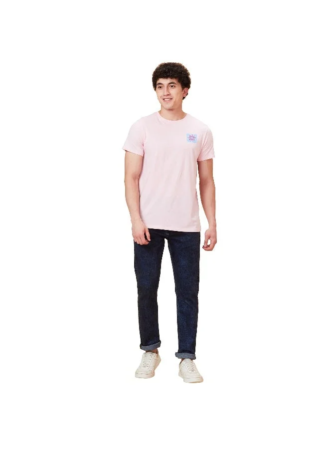 بيينغ هيومان Mens Powder Pink Round Neck Short Sleeve T-Shirt