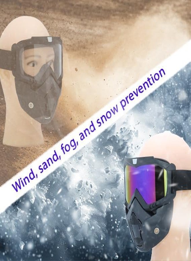 CROSSBODY Motorcycle Goggles Dirt Bike ATV Motocross Anti-UV Adjustable Riding Offroad Protective Combat Tactical Military Clear Glasseswith Removable Face Mask Men Women - Image 3