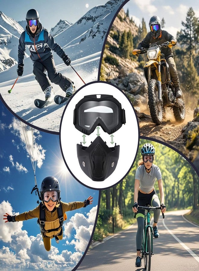 CROSSBODY Motorcycle Goggles Dirt Bike ATV Motocross Anti-UV Adjustable Riding Offroad Protective Combat Tactical Military Clear Glasseswith Removable Face Mask Men Women - Image 2