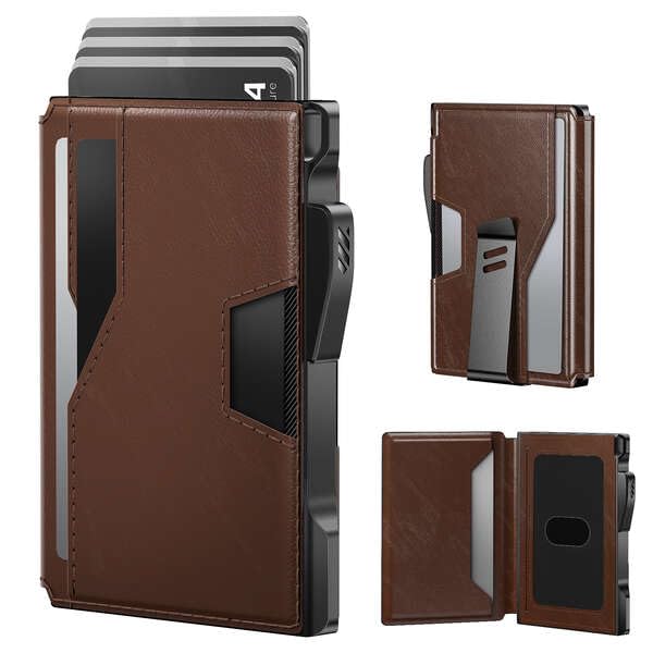 typecase Pop Up Wallet: Slim Wallet with Money Clip, Rfid-blocking, Minimalist, Small, Thin, Compact Card Case, Magnetic Bifold, Front Pocket Wallet, 9-13 Card Capacity, Mens Gifts Wallet - Brown - Image 1