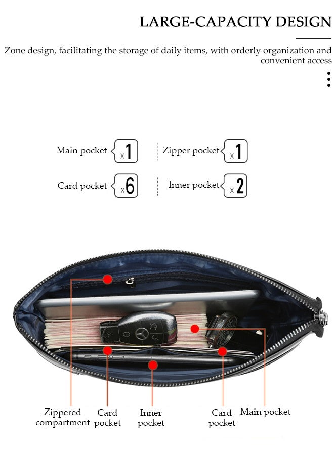 DUNISO PU Men's Clutch Wallet ,Large Capacity handbags with Wrist Strap，Durable and Stylish handbag  Business Casual Envelope Handbag for Cards Cash Essentials 9.7 Inch iPad - Image 4