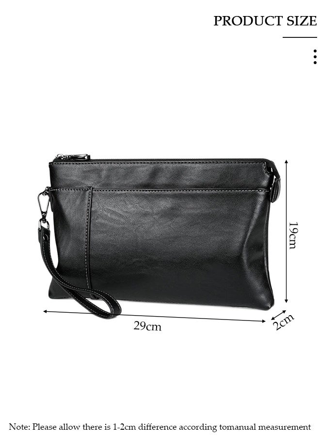 DUNISO PU Men's Clutch Wallet ,Large Capacity handbags with Wrist Strap，Durable and Stylish handbag  Business Casual Envelope Handbag for Cards Cash Essentials 9.7 Inch iPad - Image 2