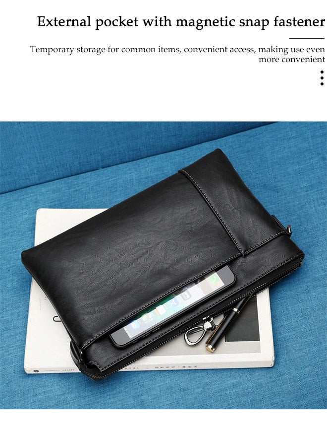 DUNISO PU Men's Clutch Wallet ,Large Capacity handbags with Wrist Strap，Durable and Stylish handbag  Business Casual Envelope Handbag for Cards Cash Essentials 9.7 Inch iPad - Image 3