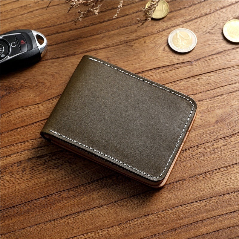 Handmade Italian Vegetable Tanned Cowhide Leather Driver's License Wallet, Multifunctional 2 Fold Card Holder for Men and Women, Minimalist Everyday Carry - Image 1