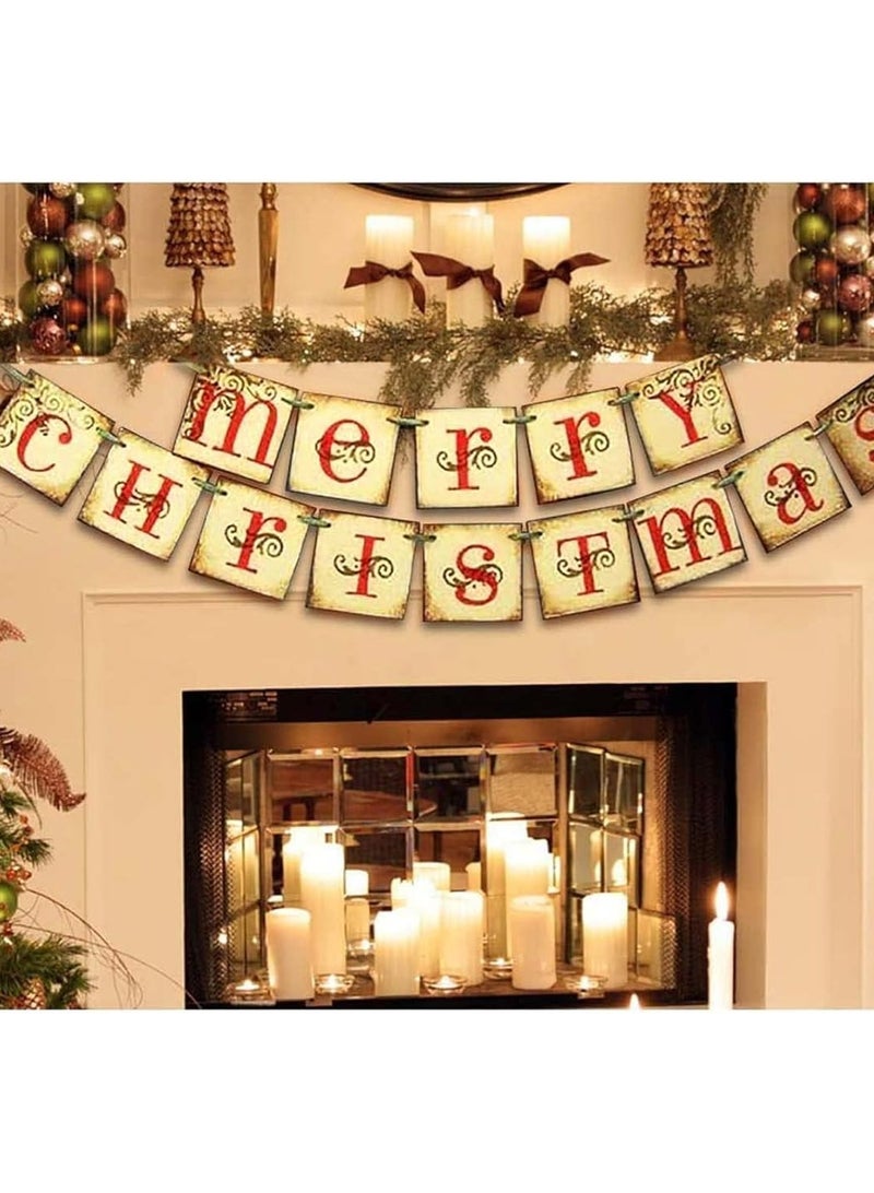 لوبيتيز عيد الميلاد الديكور - عيد ميلاد سعيد شعار الرجعية الرجعية الرجعية رسائل عيد الميلاد سحب العلم الديكور ، الداخلية ، والمكاتب ، الموقد ، عطلة الطرف الديكور - Image 5