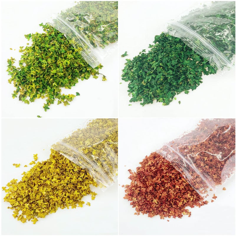 Cayway 4 Pack Model Scenery Leaf Realistic Miniature Leaves 4 Color Simulation Leaves for DIY Railway Fairy Garden Simulation Vine for Fairy Garden Diorama Scenery Landscape Layout