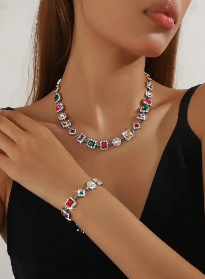 تايك تو طقم قلادة وسوار بتصميم هندسي