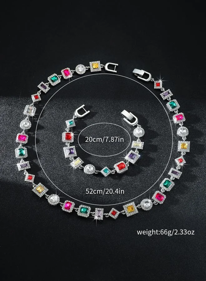 تايك تو طقم قلادة وسوار بتصميم هندسي