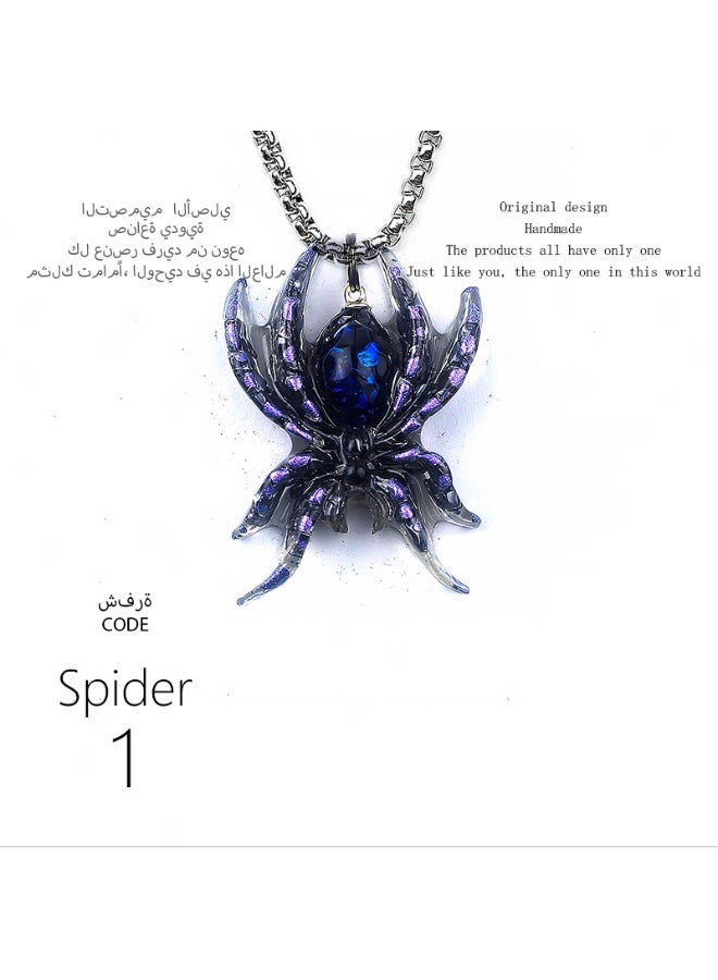 تصميم أصلي قلادة عنكبوت ببقع مصنوعة يدويًا، مميزة وشخصية، هدية، سلسلة مفاتيح، إكسسوار مرآة السيارة، عصرية، وحيدة من نوعها، إبداعية، تتناسب مع جميع الإطلالات. - Image 1