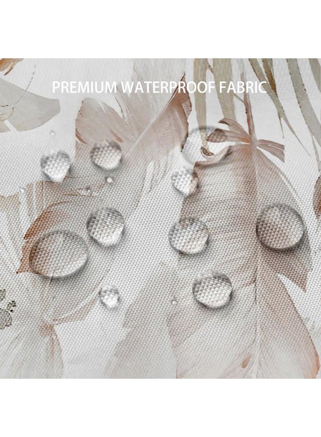 ZCHOMI Boho Leaves Shower Curtain Watercolor Tan Beige Palm Leaf Floral Bathroom Curtains Waterproof Polyester Fabric Bath Curtain 72 x 72 Inch with 12 Plastic Hooks - Image 5