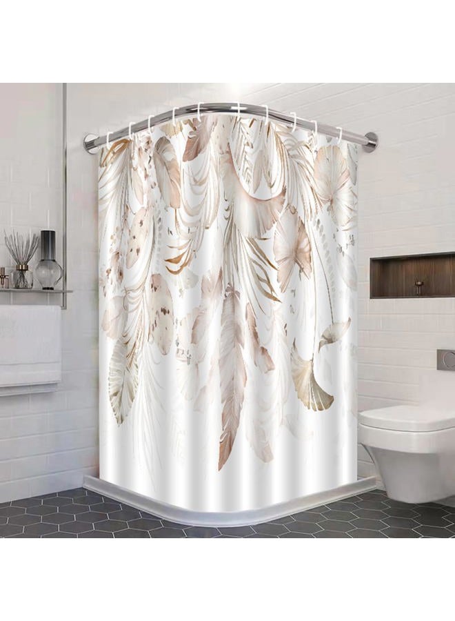 ZCHOMI Boho Leaves Shower Curtain Watercolor Tan Beige Palm Leaf Floral Bathroom Curtains Waterproof Polyester Fabric Bath Curtain 72 x 72 Inch with 12 Plastic Hooks - Image 3