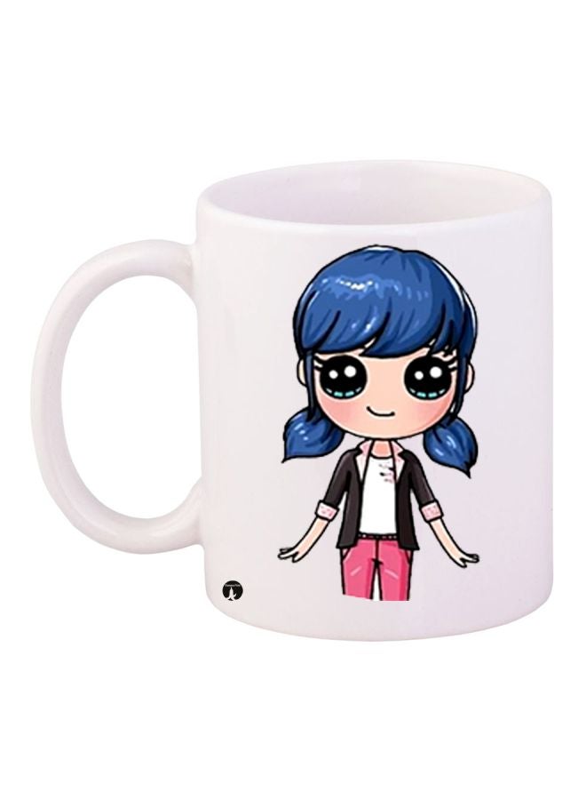 Anime Printed Coffee Mug White/Blue/Pink 11ounce