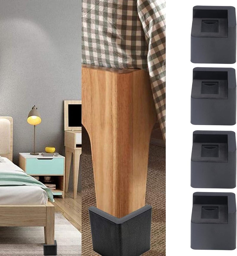 Plastic Bed Risers with Corner Fixed Casters 2200 Lb Load Bearing Height Increasing Furniture for Extra Under-Bed Storage Stability Fits Most Home Use - Image 5