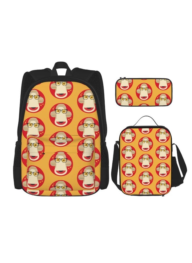 3-Piece Cartoon Student Backpack Set with Spine-Protecting School Bag, Lunch Bag, and Pencil Case for Kids - Image 1