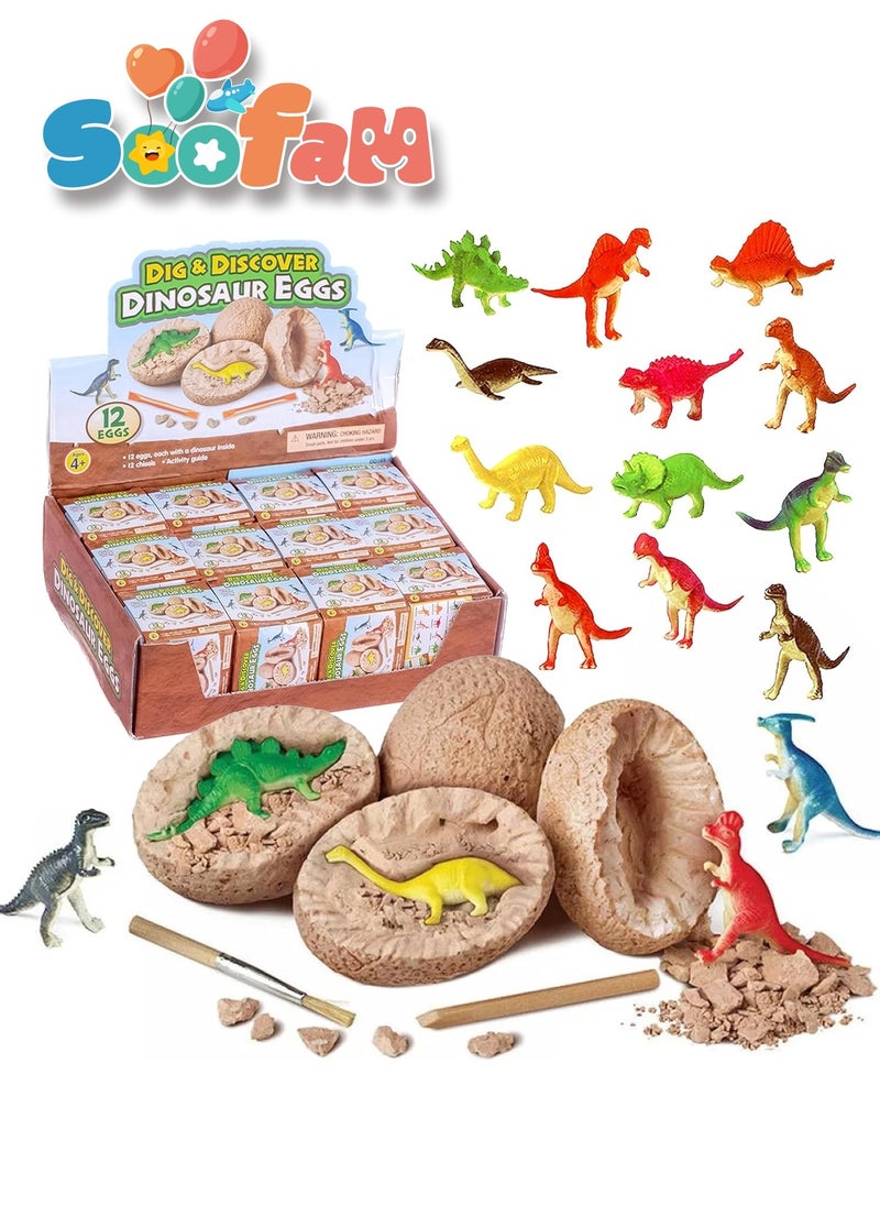 Soofam 12-Piece Dinosaur Dragon Eggs Set,Dinosaur Eggs Toys, Dino Eggs  Kits Crack Novelty Toy Mini Dino Egg for Boys Girls  Toys Party Favor (Multi-Color)  - Image 1