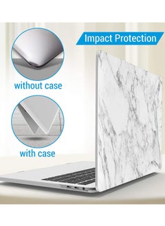 iBenzer Compatible with 2023 2022 M2 MacBook Pro 13 Inch Case 2021 2020 M1 A2238 A2289 A2251 A2159 A1989 A1706 A1708, Hard Shell Case & Keyboard Cover for Mac Pro 13 Touch Bar, White Marble,T13WHMB+1  - Image 3