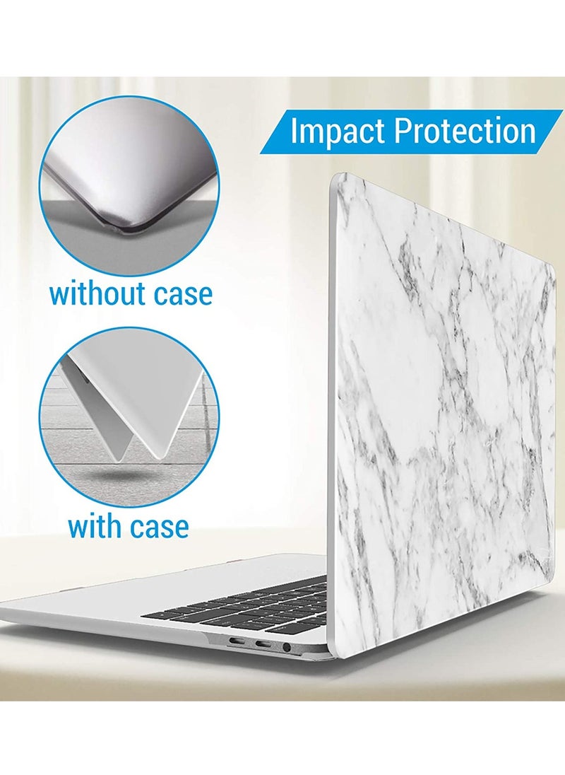 iBenzer Compatible with 2023 2022 M2 MacBook Pro 13 Inch Case 2021 2020 M1 A2238 A2289 A2251 A2159 A1989 A1706 A1708, Hard Shell Case & Keyboard Cover for Mac Pro 13 Touch Bar, White Marble,T13WHMB+1  - Image 3