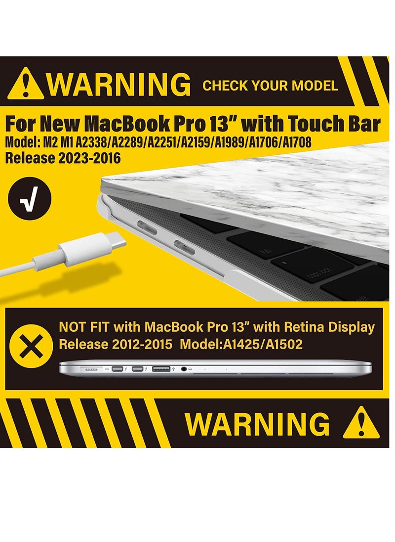 آي بينزر - متوافق مع 2023 2022 M2 MacBook Pro 13 Inch Case 2021 2020 M1 A2238 A2289 A2251 A2159 A1989 A1706 A1708 ، غلاف صلب وغطاء لوحة مفاتيح لجهاز Mac Pro 13 Touch Bar ، رخام أبيض ، T13WHMB + 1 - Image 1