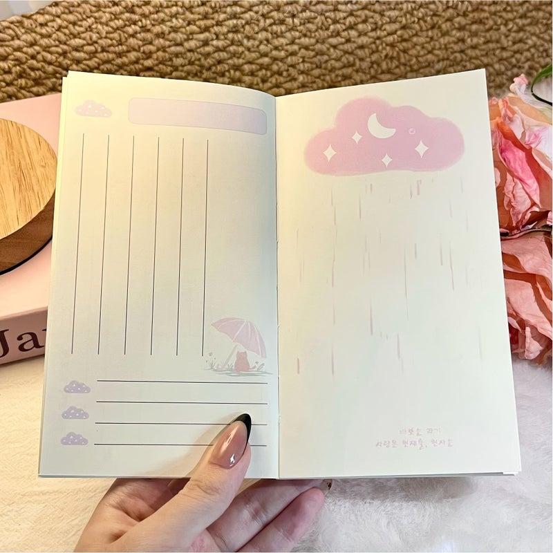 مذكرة "Rain Shy Kitten" ناعمة وجميلة ومحببة، دفتر ملاحظات سميك للاستخدام في سكرابوكينغ، اليوميات، الدراسة، المكتب، والسفر - Image 4