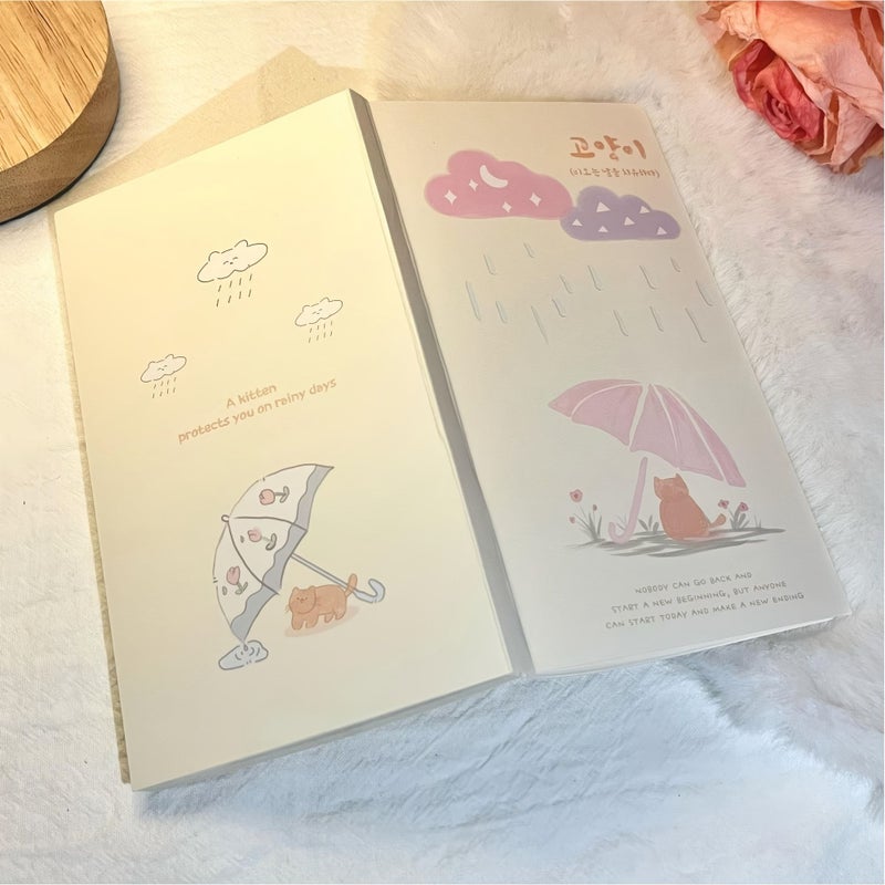 مذكرة "Rain Shy Kitten" ناعمة وجميلة ومحببة، دفتر ملاحظات سميك للاستخدام في سكرابوكينغ، اليوميات، الدراسة، المكتب، والسفر - Image 2