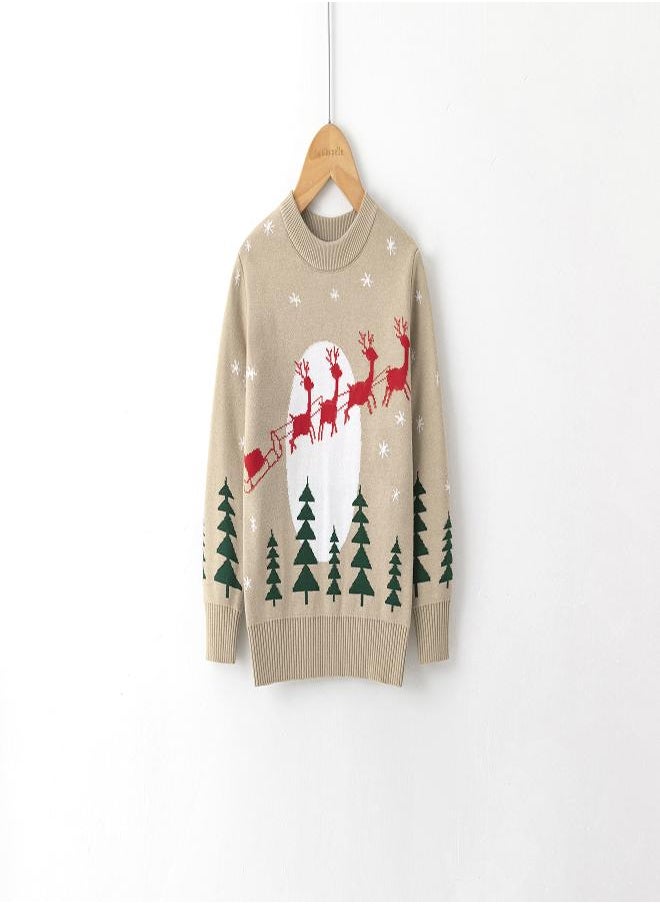 babyqlo Beige Santa Sleigh Christmas Sweater  - Image 1