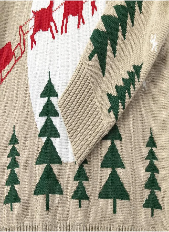 بيبي كلو Beige Santa Sleigh Christmas Sweater