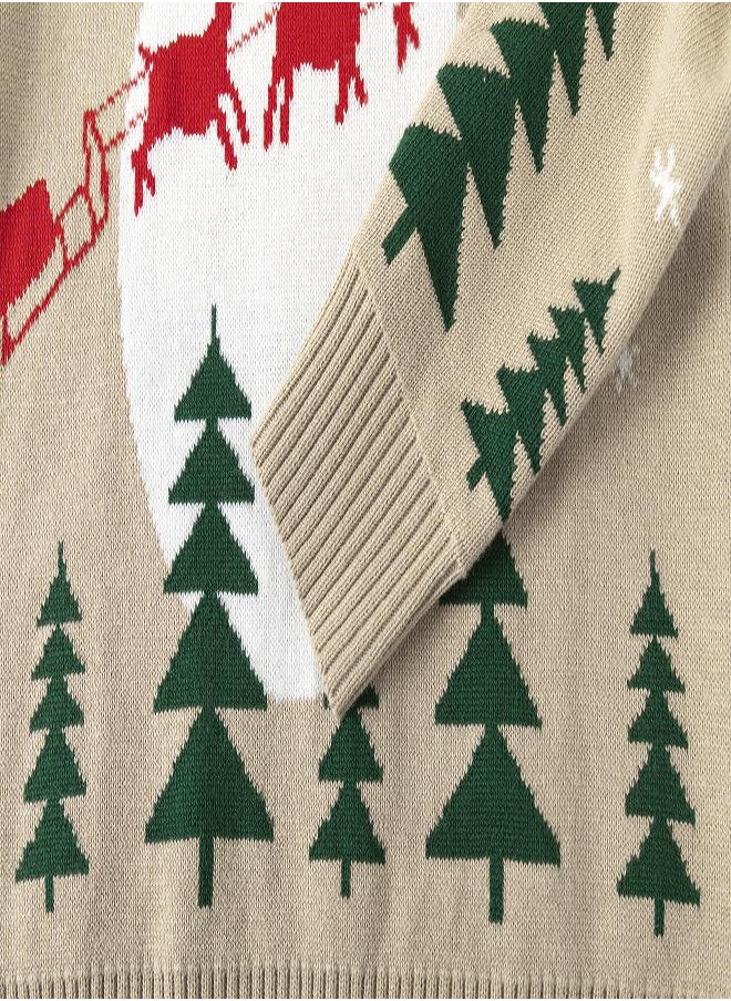 babyqlo Beige Santa Sleigh Christmas Sweater  - Image 5