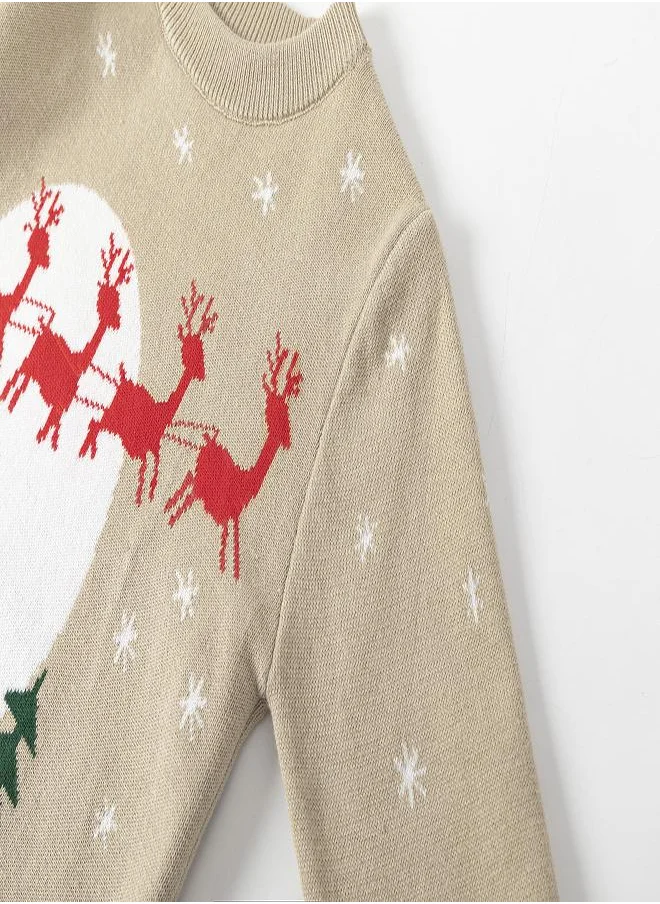 بيبي كلو Beige Santa Sleigh Christmas Sweater