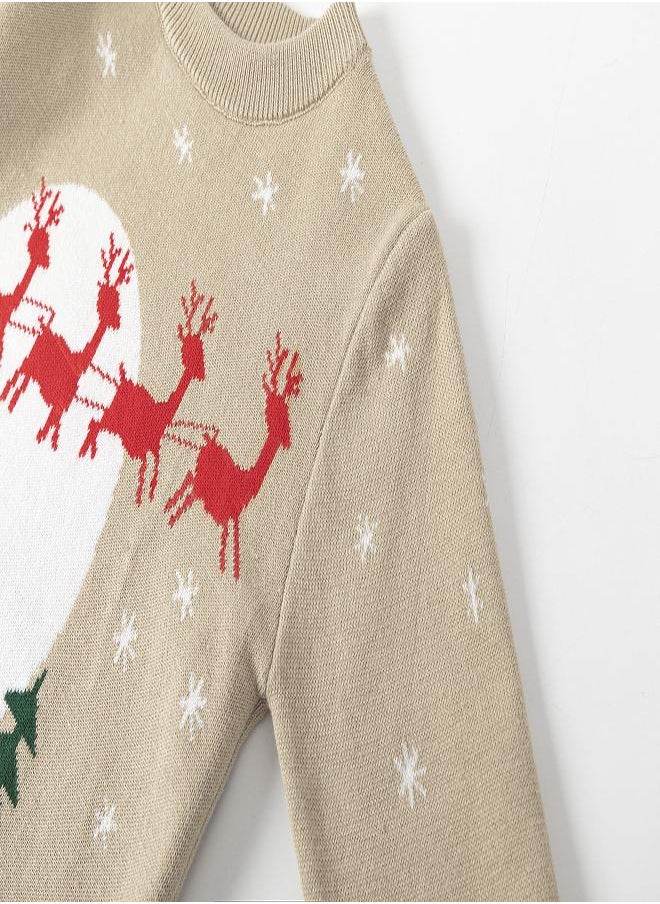 babyqlo Beige Santa Sleigh Christmas Sweater  - Image 4
