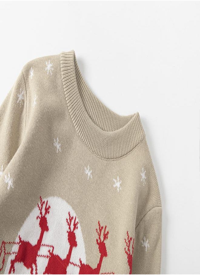 babyqlo Beige Santa Sleigh Christmas Sweater  - Image 3