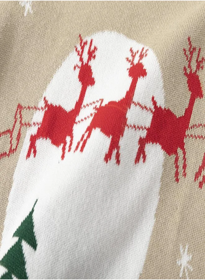 بيبي كلو Beige Santa Sleigh Christmas Sweater
