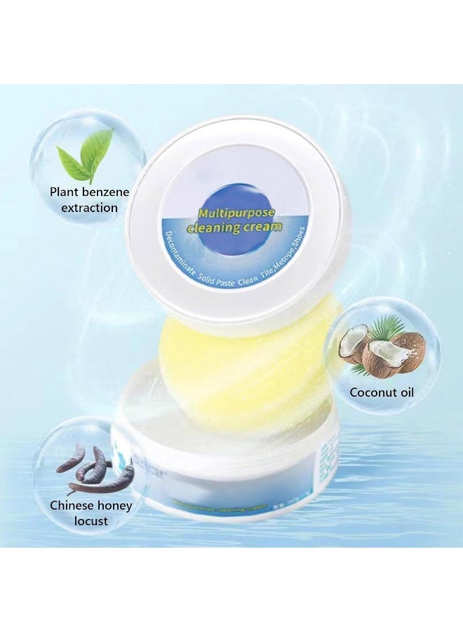 Generic Multi Functional Cleaning and Stain Removal Cream, 2023 New White Shoe Cleaning Cream with Sponge, White Shoe Cleaner Decontaminate Solid Paste, No Wash, Multipurpose Cleaning Gleaning Cream (3pc) - Image 2