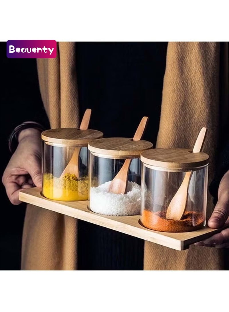 Beauenty 3 Pieces Seasoning Jar Storage Box Transparent 29X8X12cm - Image 1