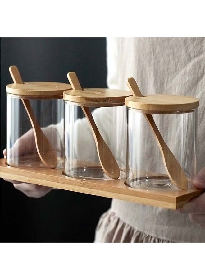 Beauenty 3 Pieces Seasoning Jar Storage Box Transparent 29X8X12cm - Image 3