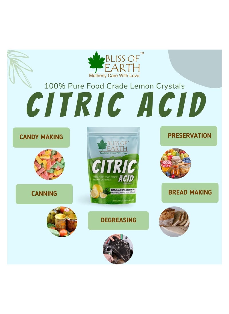 BLISS OF EARTH - Bliss of Earth Anhydrous Citric Acid Powder For Food Bath Bombs Cleaning & Preserving 907GM Pack of 4 - Image 1